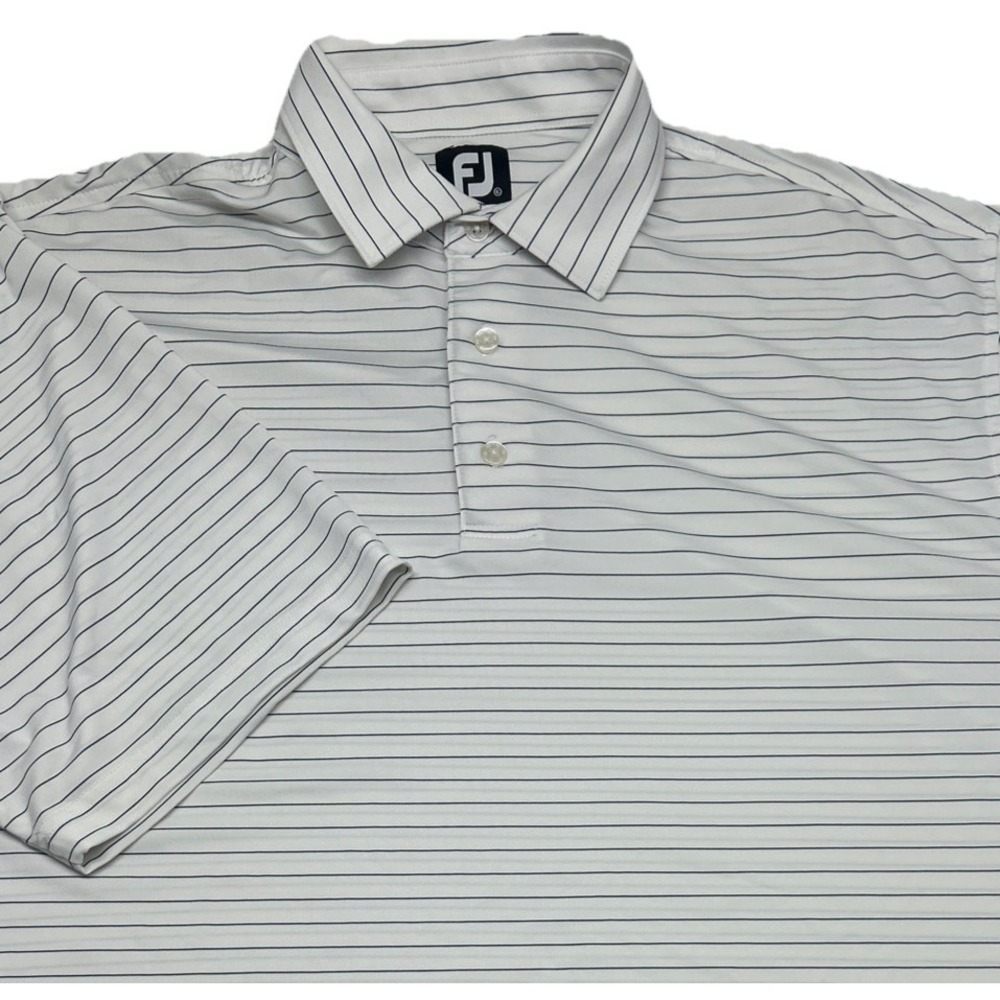 Footjoy‎ Men's XL Golf Polo, Navy Blue Pinstripe, Dri fit, White
